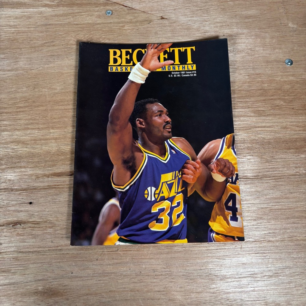 Beckett Basketball Monthly October 1991 Issue 15 Karl Malone Utah Jazz Vintage
